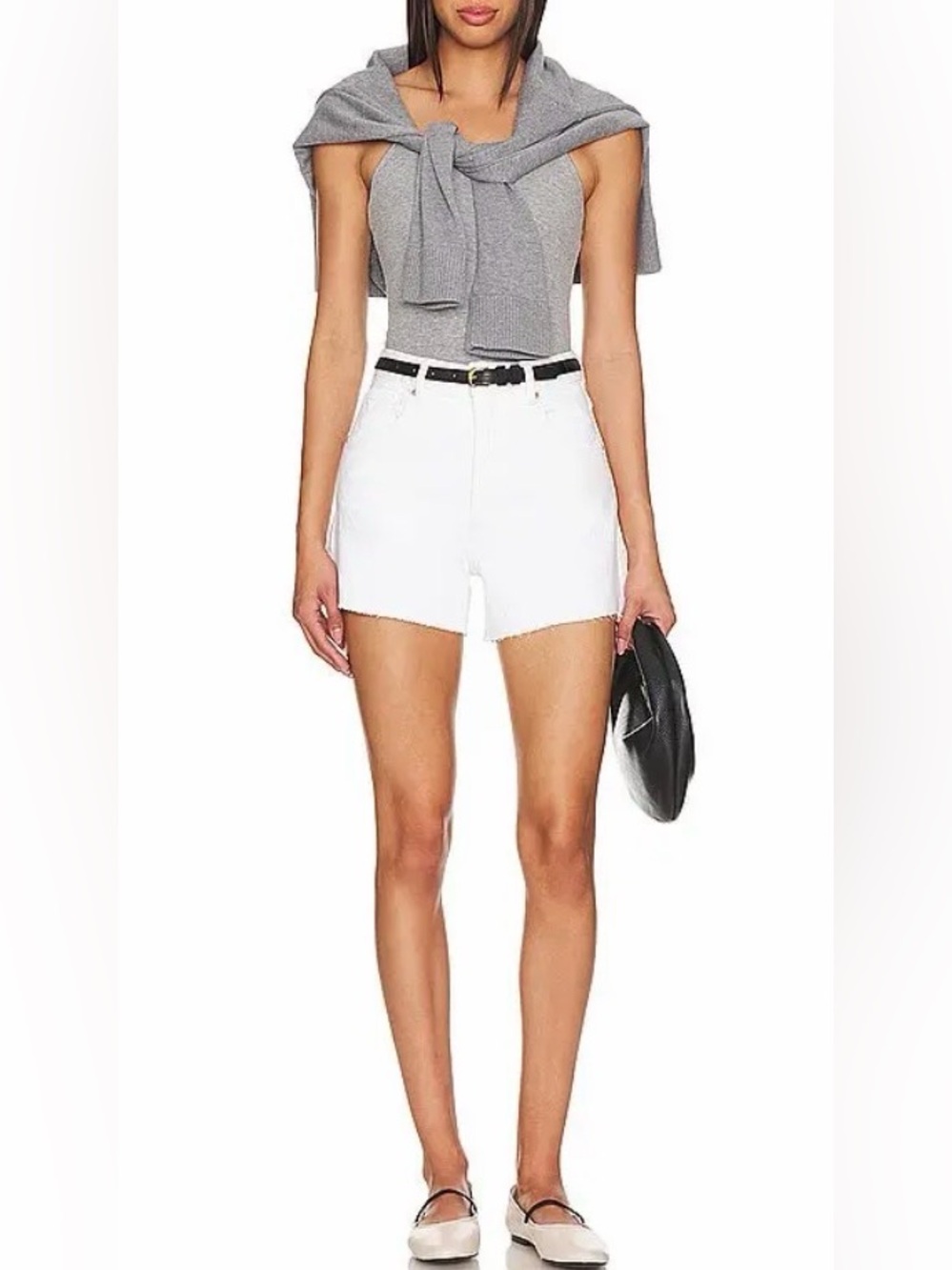 Abrand Venice White Denim Shorts High Rise Raw Hem Stretch Size 25 AU7